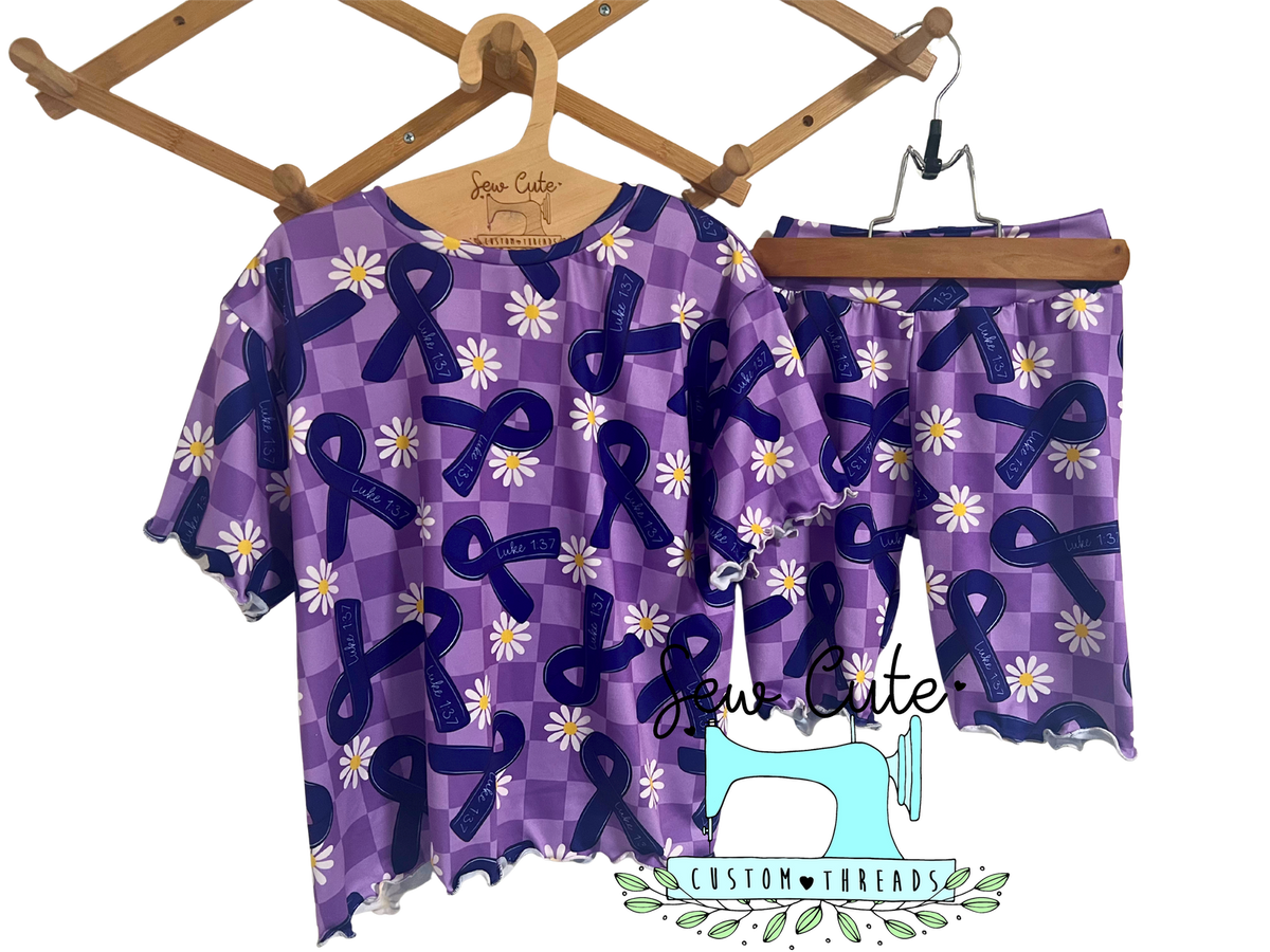 Awareness Support- Complete Set, Oversized Top or Bikers - Sew Cute Custom Threads