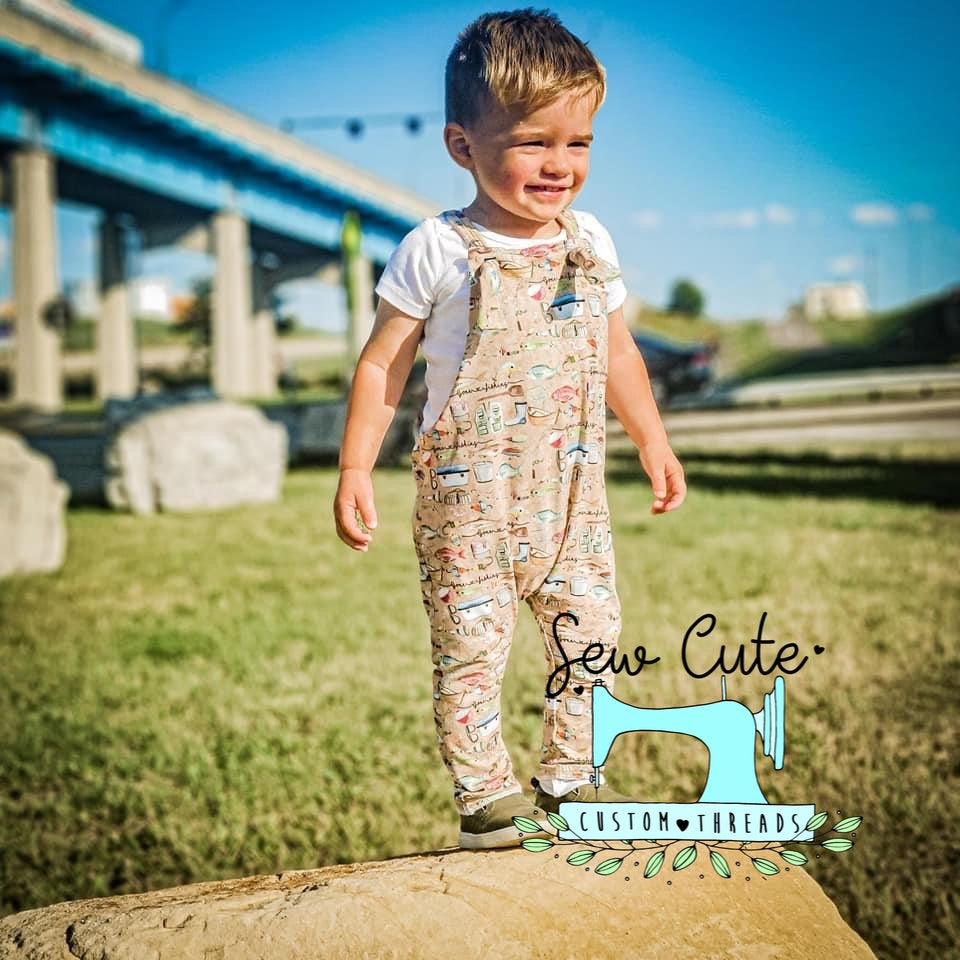 Fishing Overall Romper - Sew Cute Custom Threads