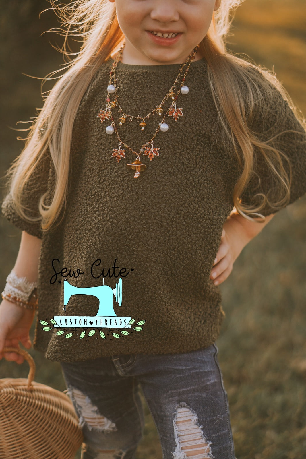Oversized top- green and bronze (rust) - Sew Cute Custom Threads