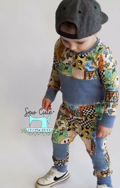 Color-block Set- Basic LS with Pants - Sew Cute Custom Threads