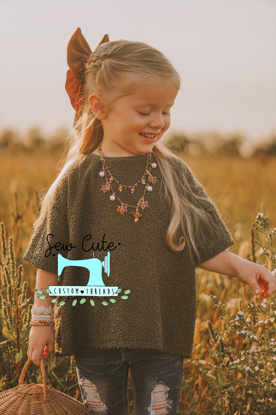 Oversized top- green and bronze (rust) - Sew Cute Custom Threads