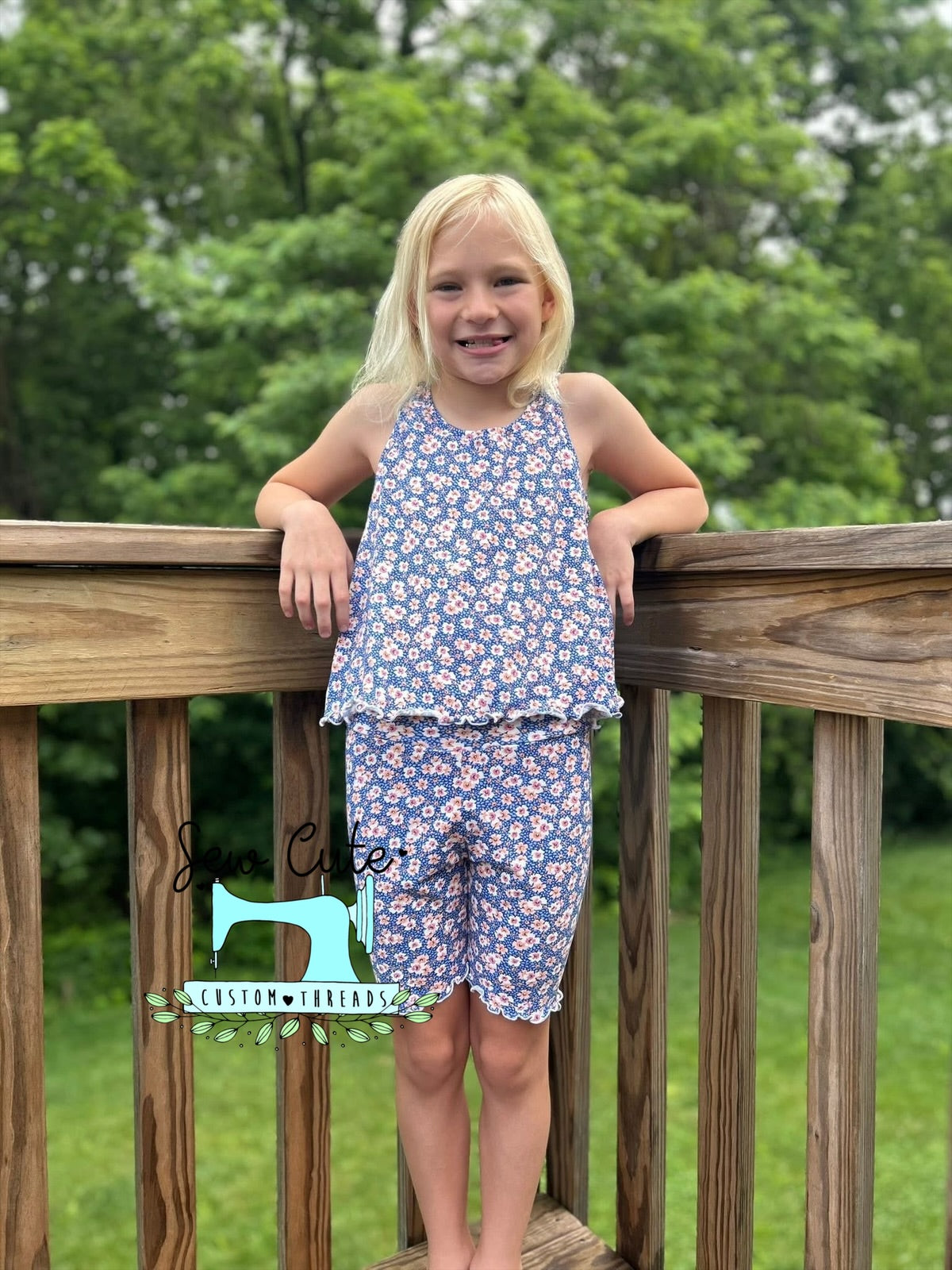 Swing Top with Biker- Lettuce Hem - Sew Cute Custom Threads