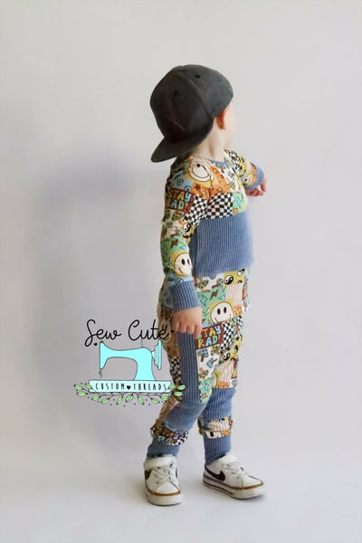 Color-block Set- Basic LS with Pants - Sew Cute Custom Threads