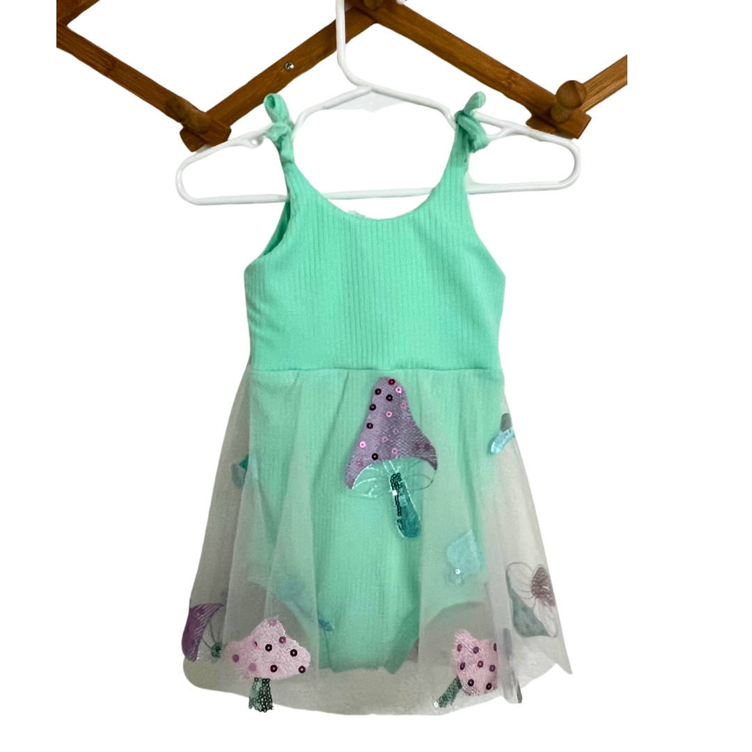 Mushroom (Green) mesh romper- size 3T