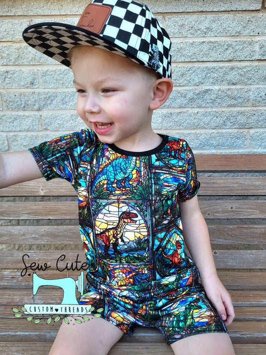 Dino Stain Glass- Bottom - Sew Cute Custom Threads