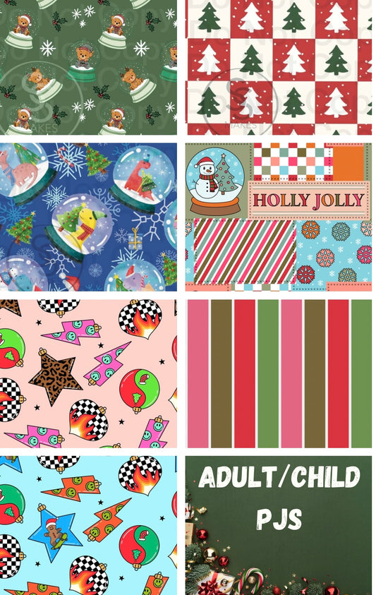 Kids- Christmas Pj- NON personalized- RIB Fabric