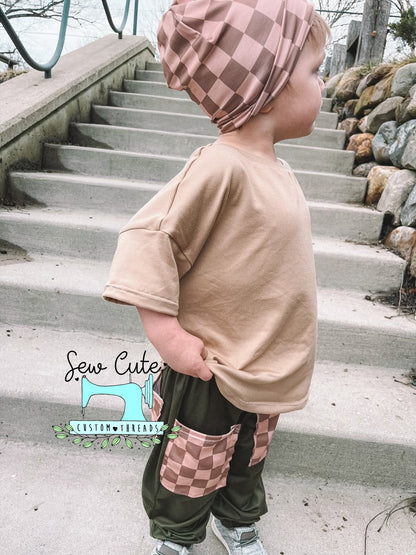 Natural Drop set- Tan, Olive and Checkered - Sew Cute Custom Threads