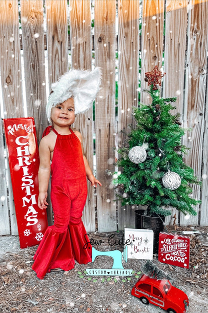 Red Velvet Frida Bells Romper - Sew Cute Custom Threads