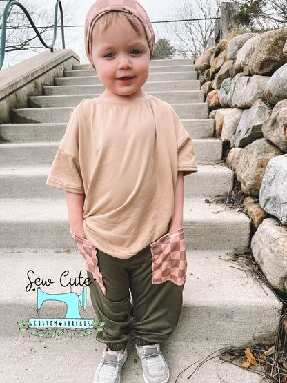 Natural Drop set- Tan, Olive and Checkered - Sew Cute Custom Threads