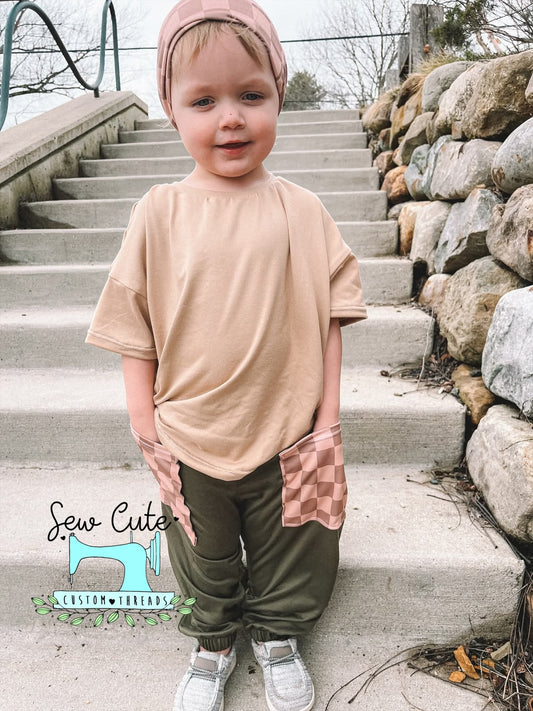 Natural Drop set- Tan, Olive and Checkered - Sew Cute Custom Threads