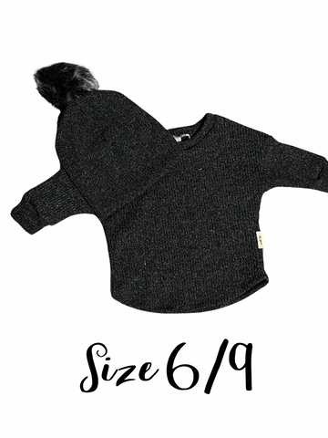 Sweater with hat- black and white- size 6/9M