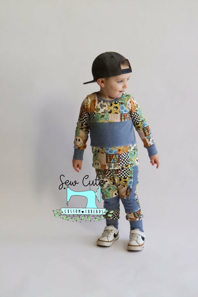 Color-block Set- Basic LS with Pants - Sew Cute Custom Threads