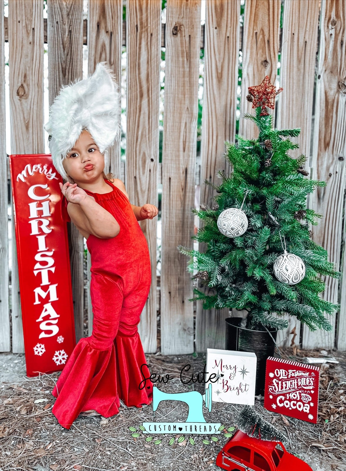 Red Velvet Frida Bells Romper - Sew Cute Custom Threads
