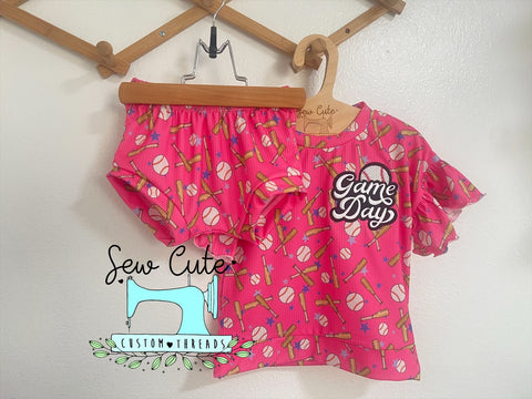 Baseball set- cozy shirt with shorties- size 2T