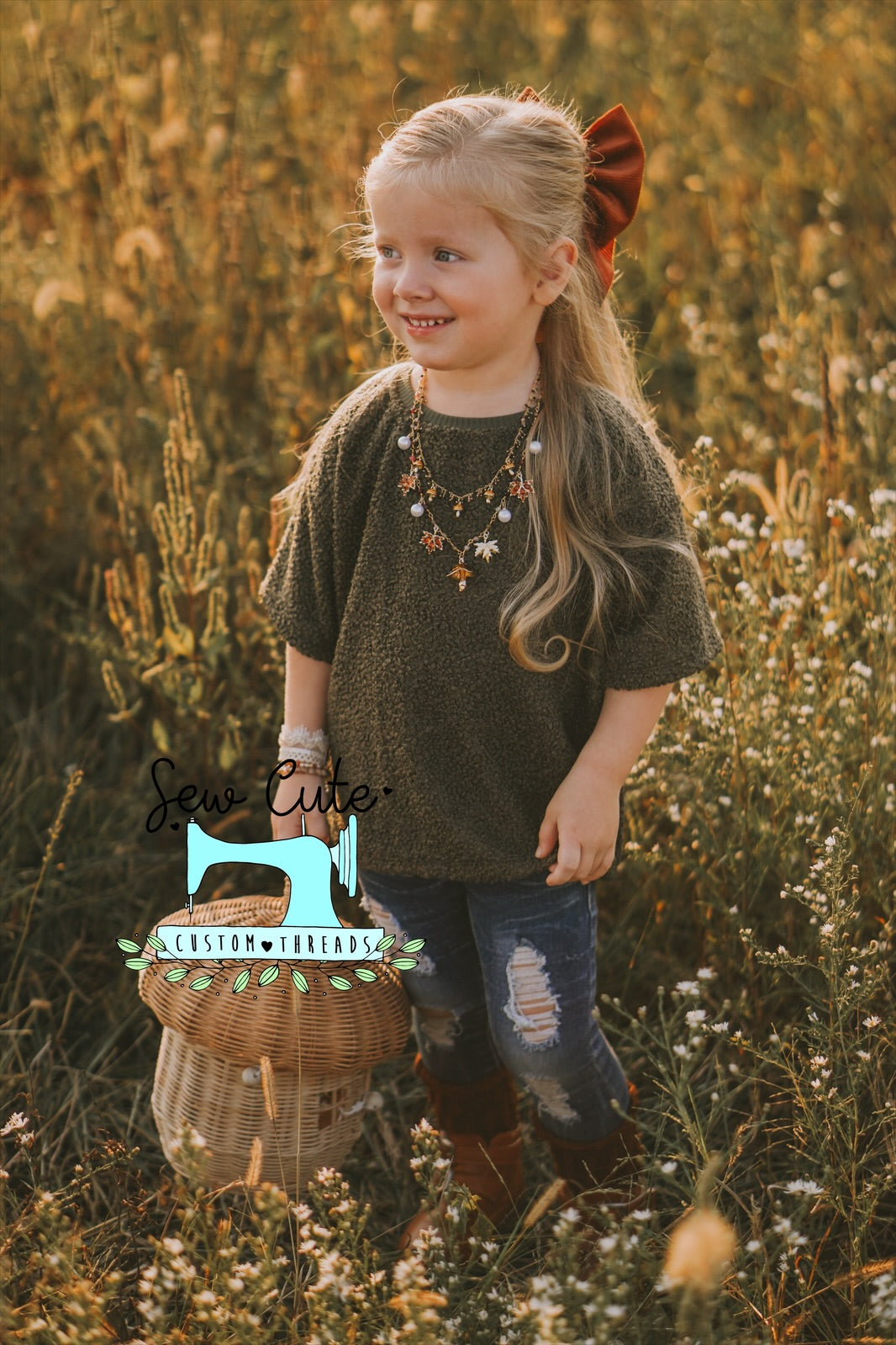 Oversized top- green and bronze (rust) - Sew Cute Custom Threads
