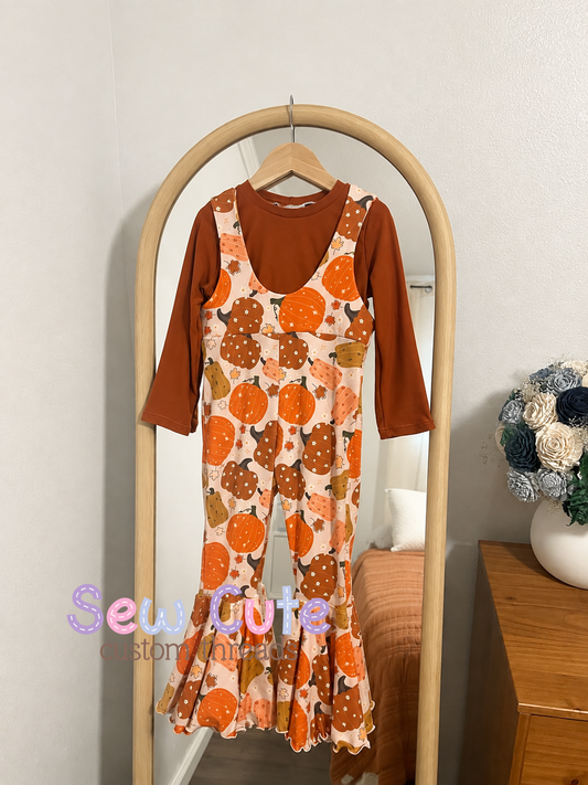 Fall Romper Set- Bell Romper with Basic Tee Set