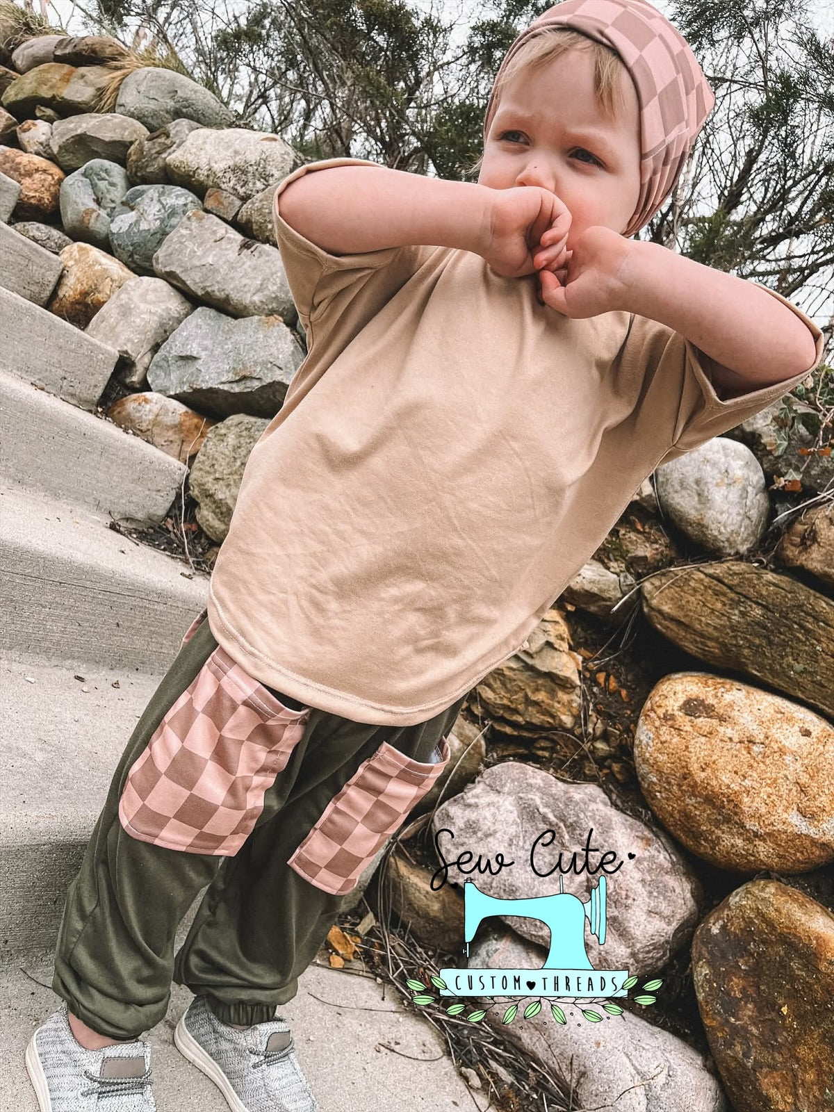 Natural Drop set- Tan, Olive and Checkered - Sew Cute Custom Threads