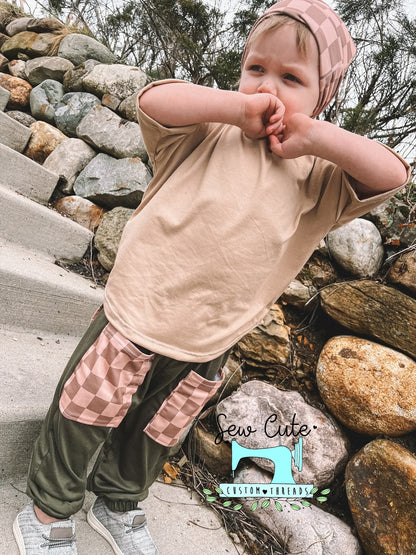 Natural Drop set- Tan, Olive and Checkered - Sew Cute Custom Threads