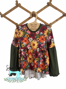 Size 4T- Watercolor floral Daisy Top