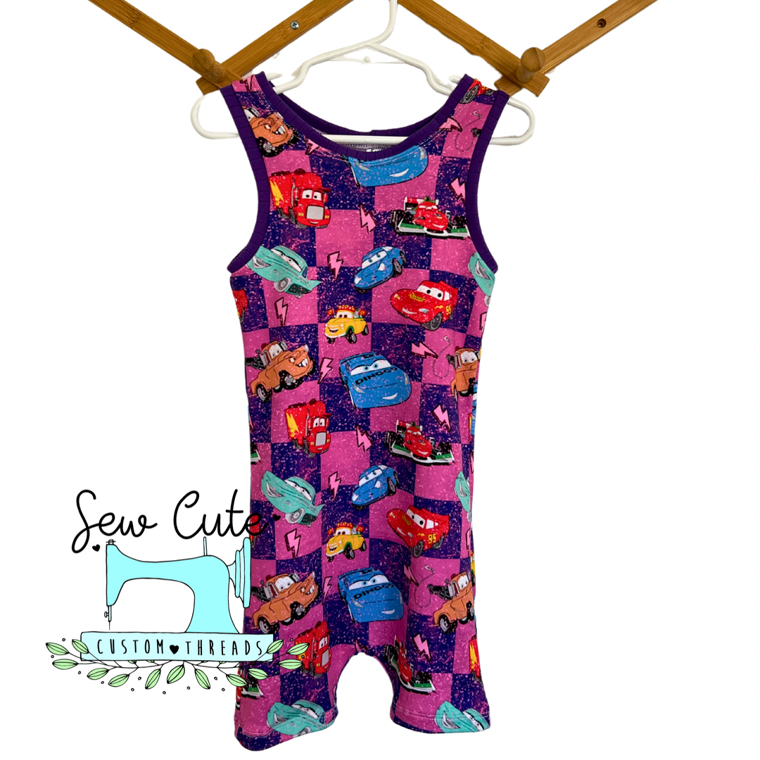 Cars checker Ollie romper- shorts