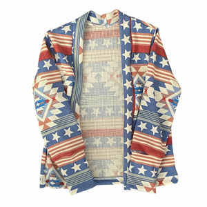 Red white and blue cardigan