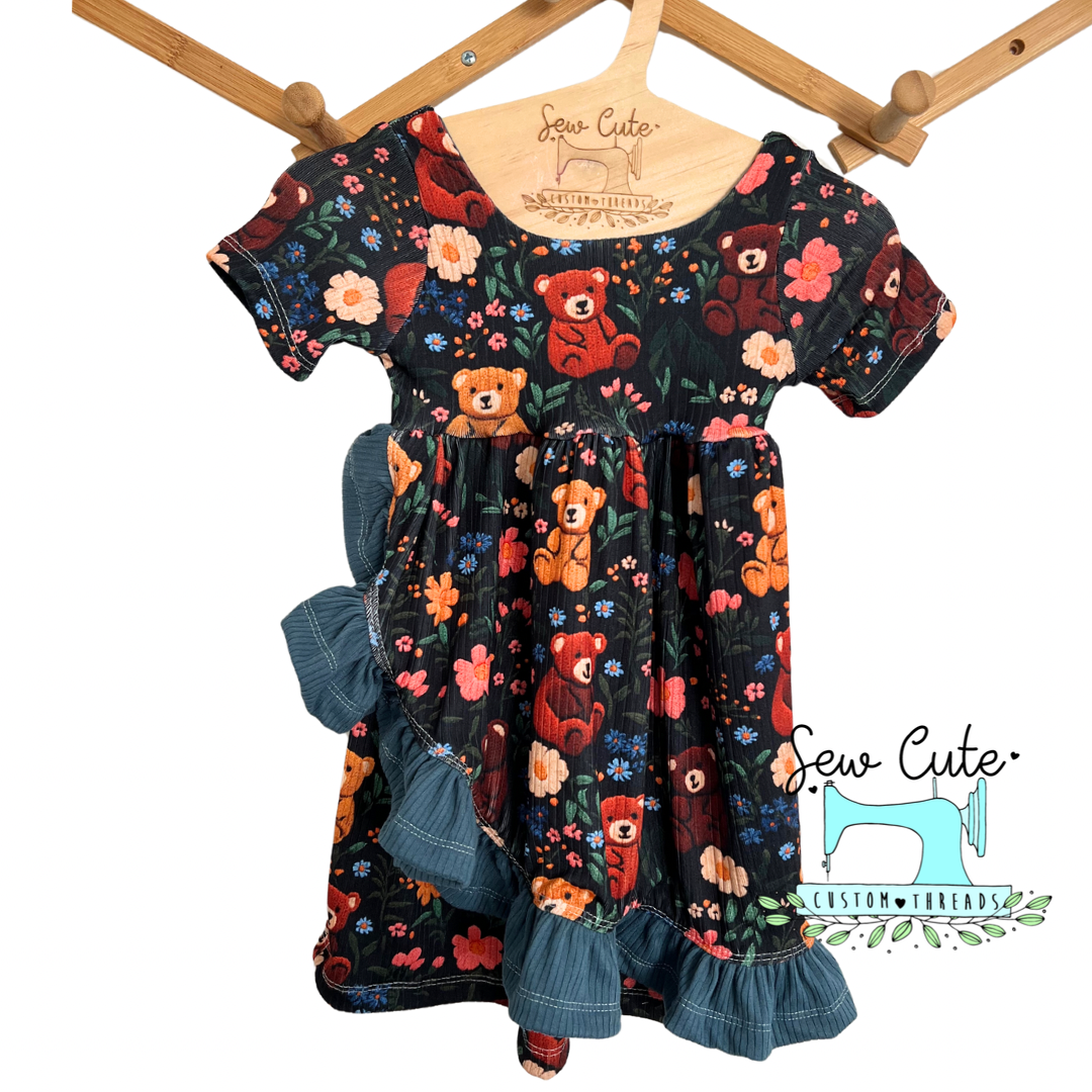 Bear dress with ruffle - Sew Cute Custom Threads