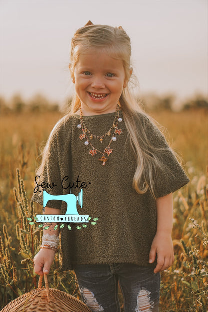 Oversized top- green and bronze (rust) - Sew Cute Custom Threads