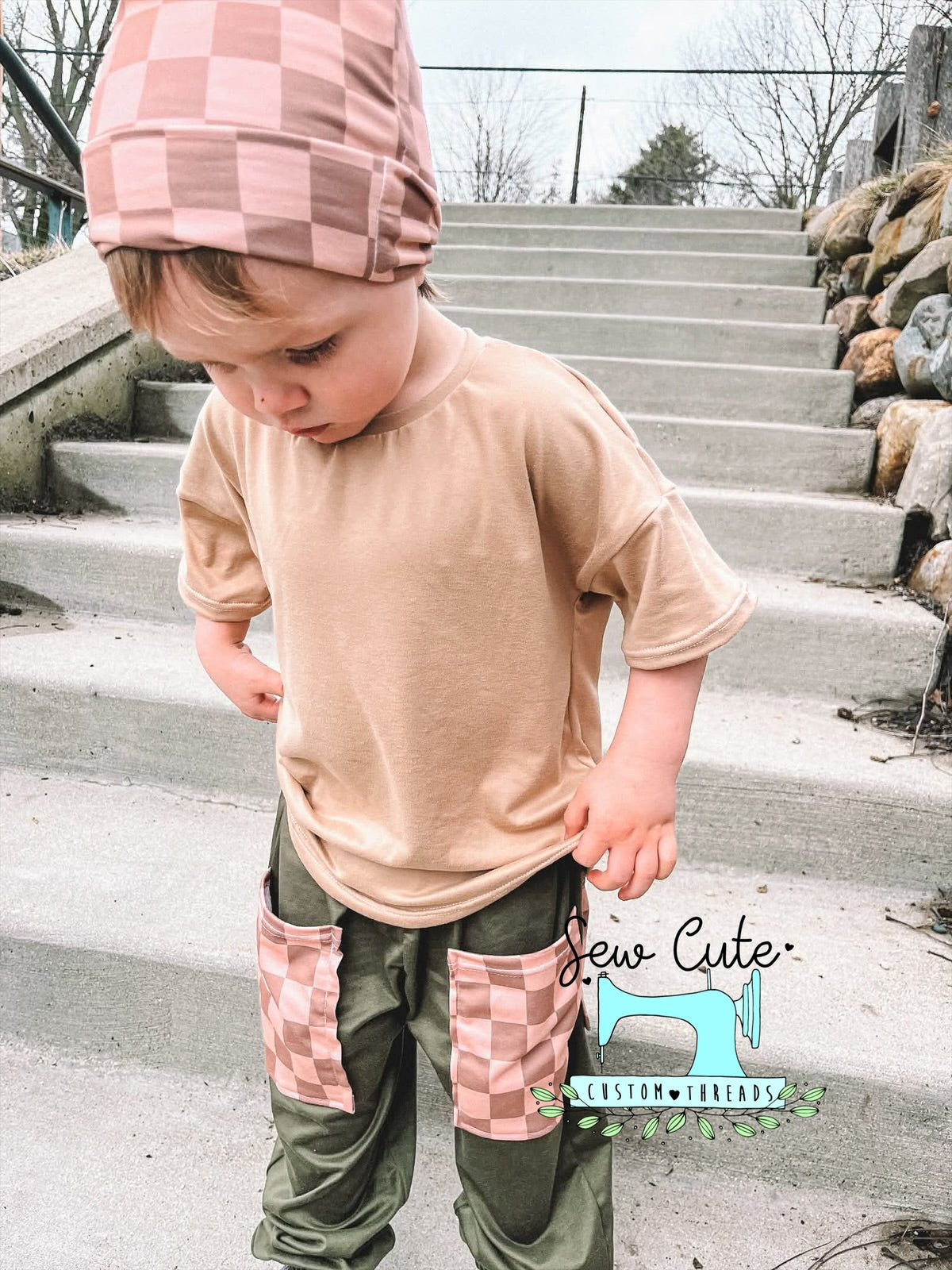 Natural Drop set- Tan, Olive and Checkered - Sew Cute Custom Threads