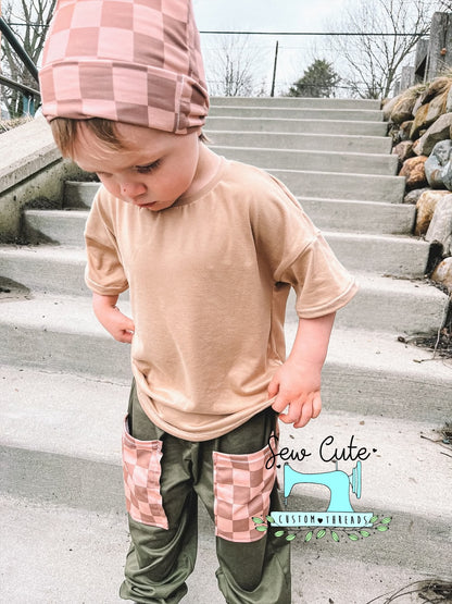 Natural Drop set- Tan, Olive and Checkered - Sew Cute Custom Threads