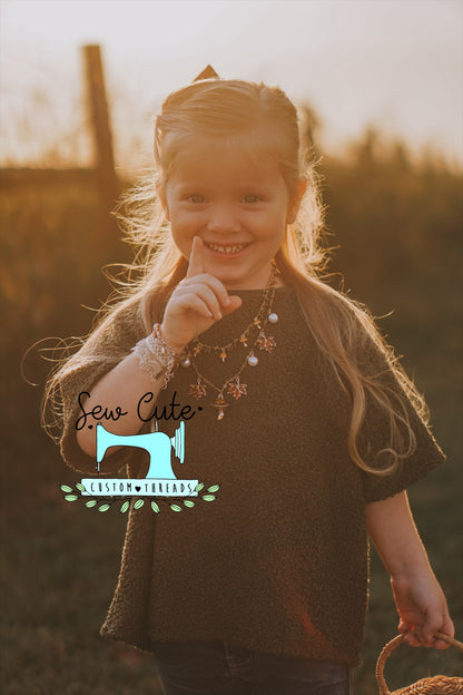 Oversized top- green and bronze (rust) - Sew Cute Custom Threads