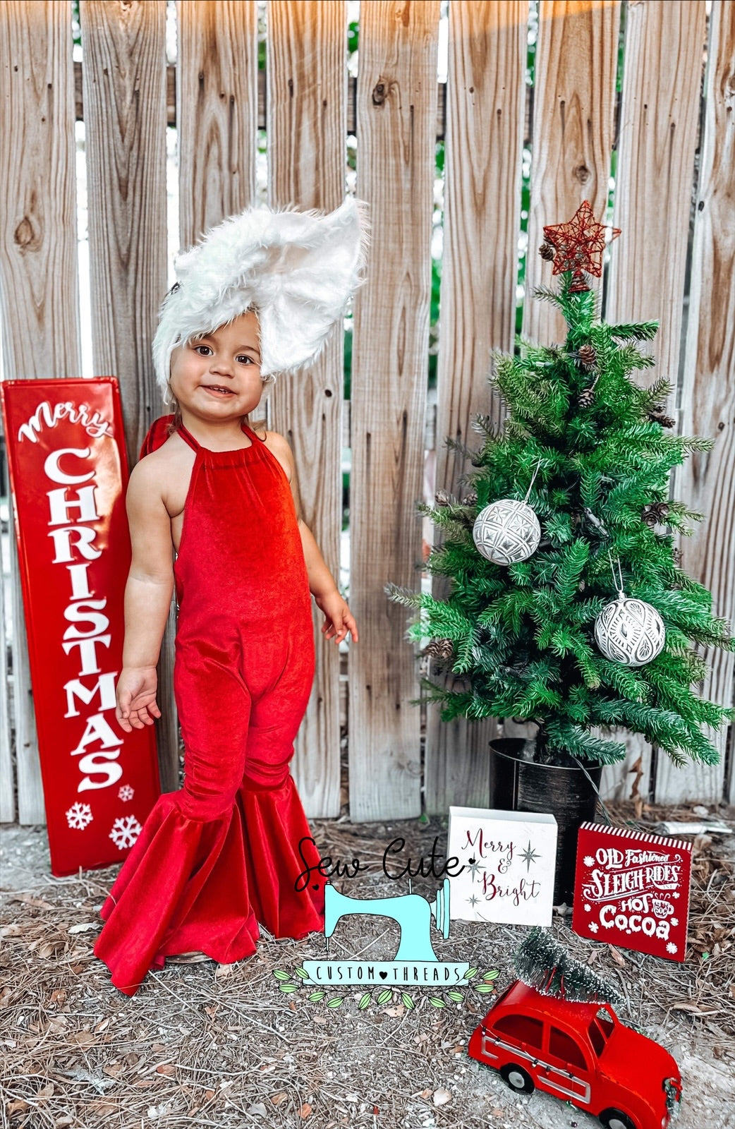 Red Velvet Frida Bells Romper - Sew Cute Custom Threads
