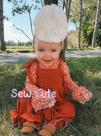 Fall Romper Set- overall pants and leotard with bell sleeves