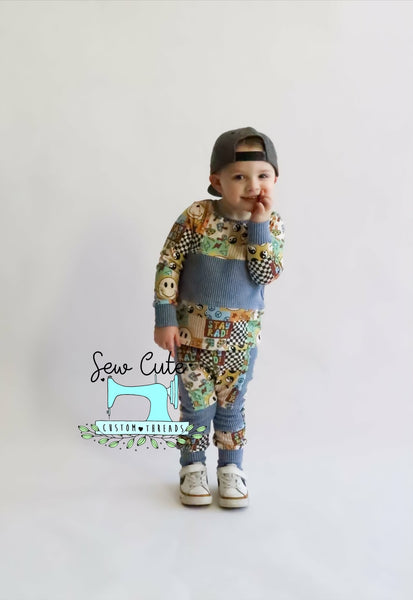 Color-block Set- Basic LS with Pants - Sew Cute Custom Threads