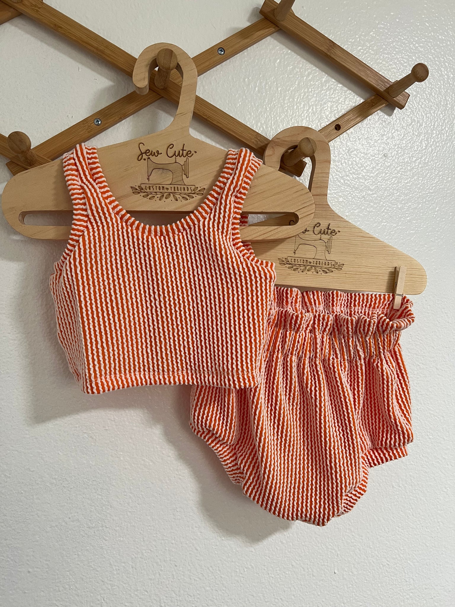 Orange  Urban Rib- modest crop and bloomer set- Size 3T