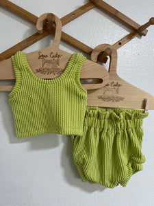 Lime Urban Rib- modest crop and bloomer set- size 9/12