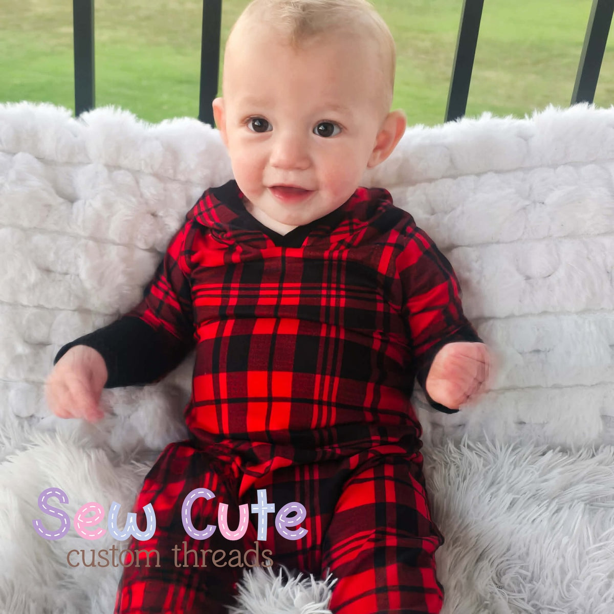Buffalo Plain- Beatbox romper with bear ears- grow with me cuffs