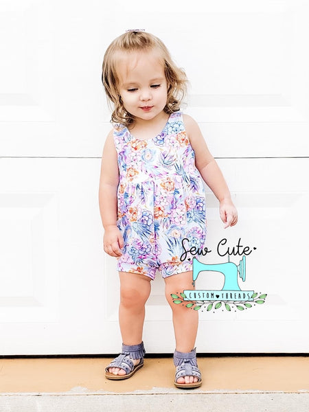 Succulent floral Bubble Romper - Sew Cute Custom Threads