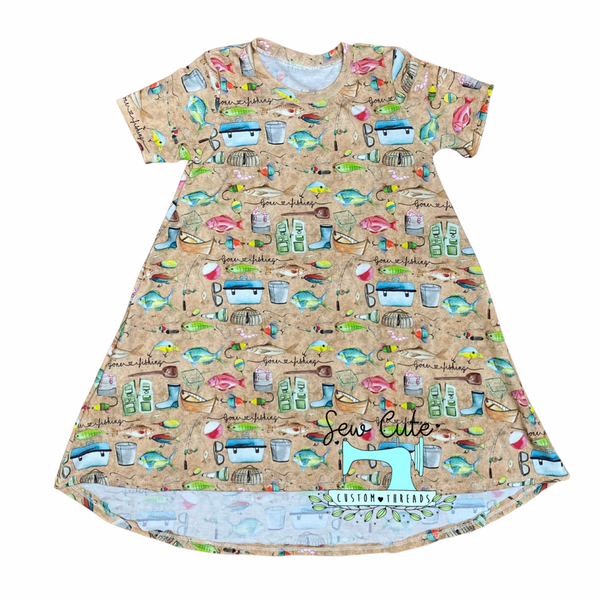 Fishing T-Shirt Dress - Sew Cute Custom Threads