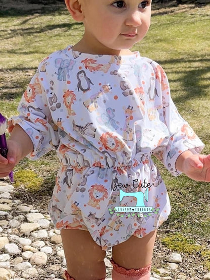 Zoo animals Sweater Romper - Sew Cute Custom Threads
