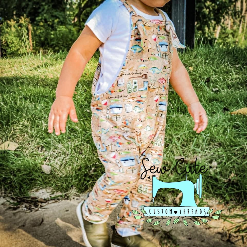 Fishing Overall Romper - Sew Cute Custom Threads
