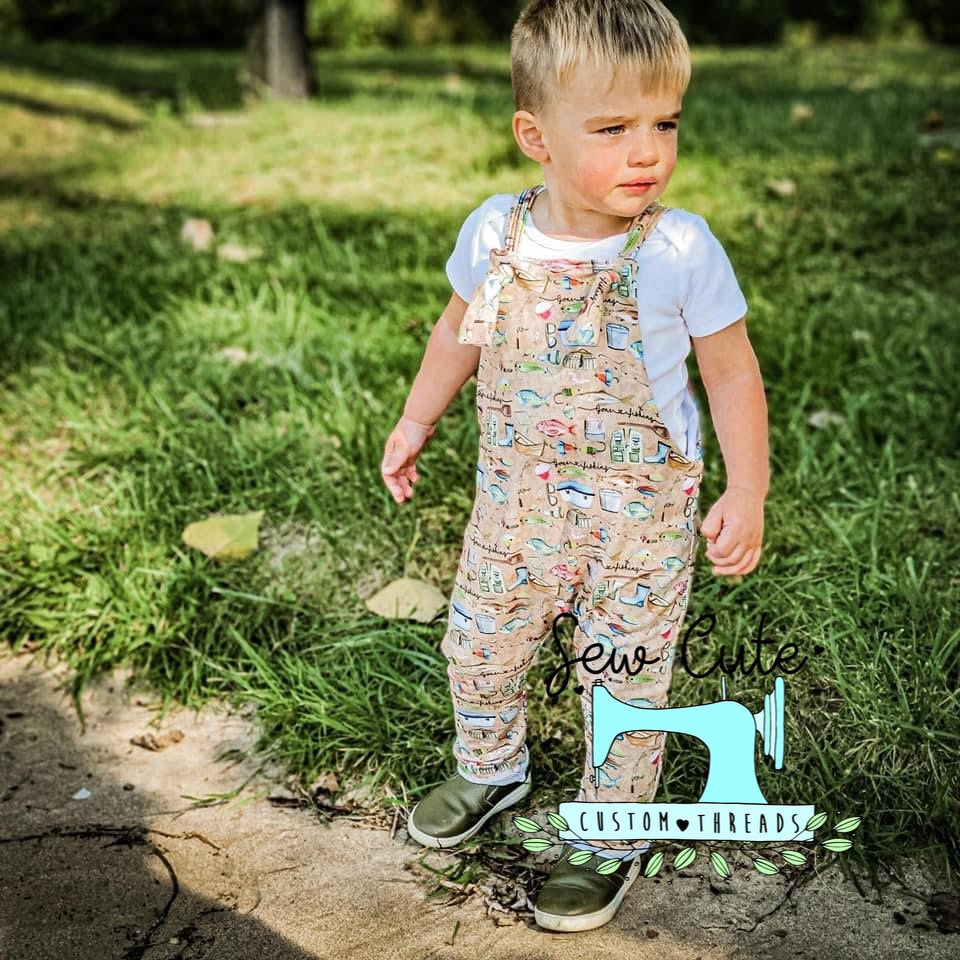 Fishing Overall Romper - Sew Cute Custom Threads