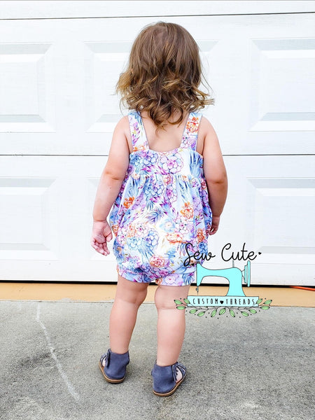 Succulent floral Bubble Romper - Sew Cute Custom Threads