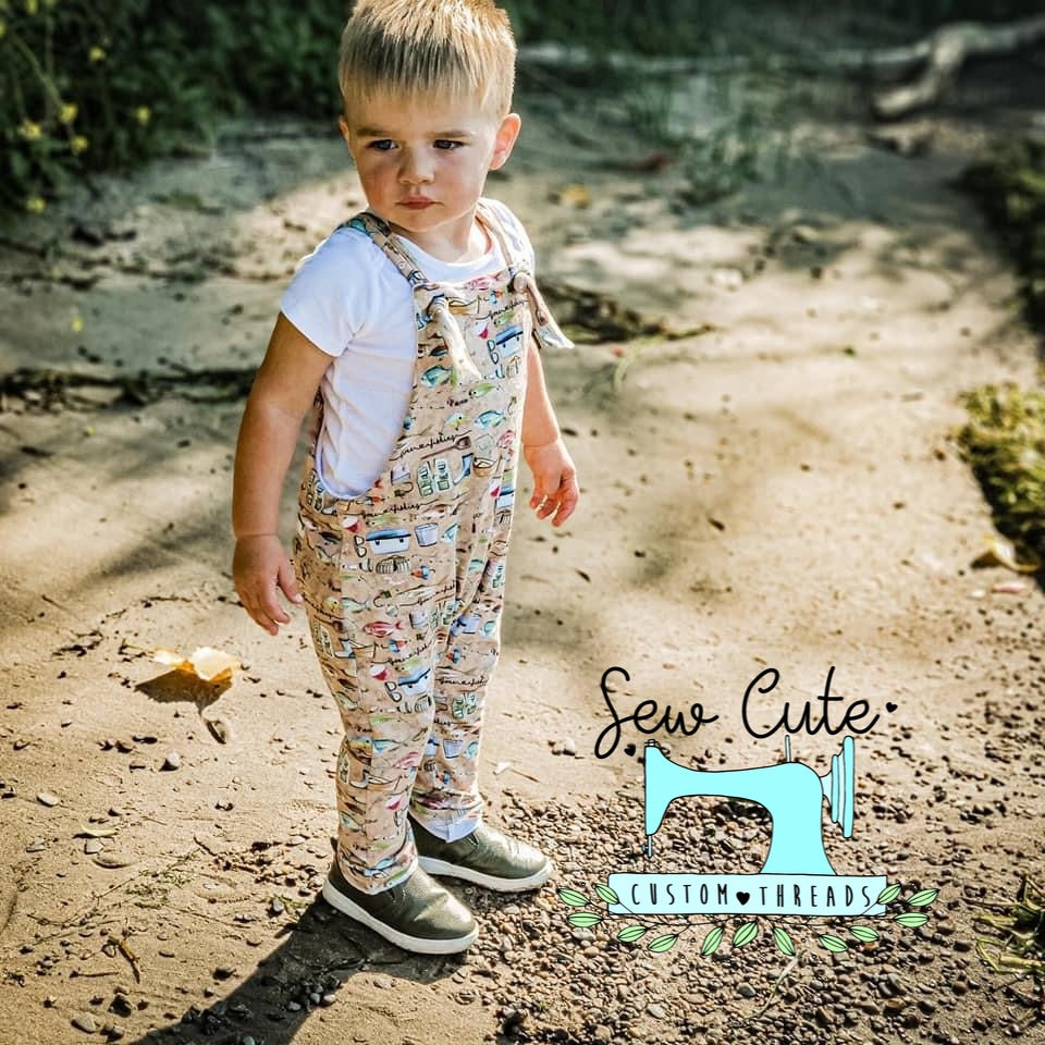 Fishing Overall Romper - Sew Cute Custom Threads
